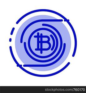 Bitcoins, Bitcoin, Block chain, Crypto currency, Decentralized Blue Dotted Line Line Icon