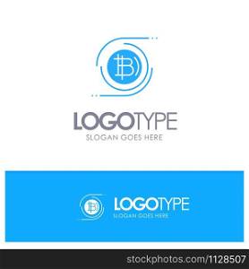 Bitcoins, Bitcoin, Block chain, Crypto currency, Decentralized Blue Solid Logo with place for tagline