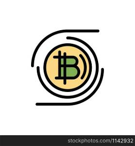 Bitcoins, Bitcoin, Block chain, Crypto currency, Decentralized Flat Color Icon. Vector icon banner Template