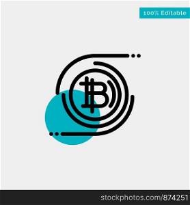 Bitcoins, Bitcoin, Block chain, Crypto currency, Decentralized turquoise highlight circle point Vector icon