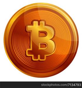 Bitcoins virtual money icon. White background of golden bitcoin for any design. Vector illustration. Bitcoins virtual money icon vector