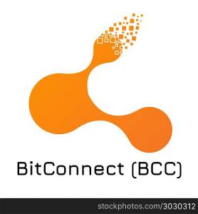 BitConnect (BCC). Vector illustration crypto coin. Vector illustration crypto coin icon on isolated white background BitConnect (BCC). Name of the crypto currency and the short trade name on the exchange. Digital currency