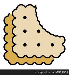 Bite biscuit icon. Outline bite biscuit vector icon color flat isolated on white. Bite biscuit icon color outline vector