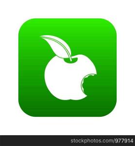Bitten apple icon digital green for any design isolated on white vector illustration. Bitten apple icon digital green