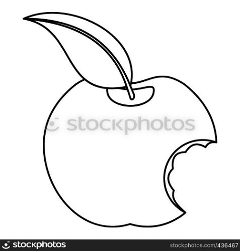 Bitten apple icon in outline style isolated on white background vector illustration. Bitten apple icon, outline style