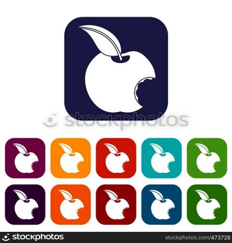 Bitten apple icons set vector illustration in flat style In colors red, blue, green and other. Bitten apple icons set flat