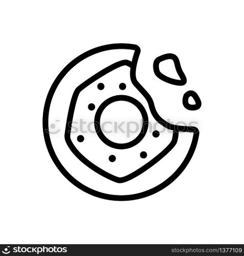 bitten donut with crumbs icon vector. bitten donut with crumbs sign. isolated contour symbol illustration. bitten donut with crumbs icon vector outline illustration
