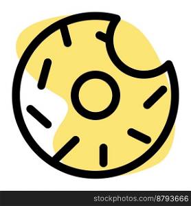 Bitten doughnut outline icon set