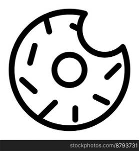 Bitten doughnut outline icon set
