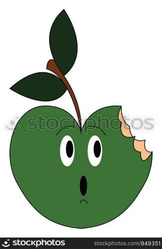 Bitten green apple vector illustration