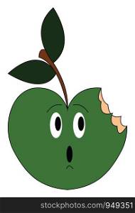 Bitten green apple vector illustration