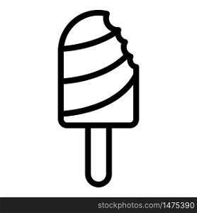 Bitten ice cream on a stick icon. Outline bitten ice cream on a stick vector icon for web design isolated on white background. Bitten ice cream on a stick icon, outline style
