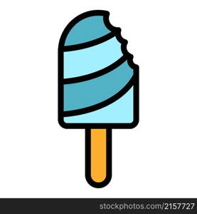 Bitten ice cream on a stick icon. Outline bitten ice cream on a stick vector icon color flat isolated. Bitten ice cream on a stick icon color outline vector