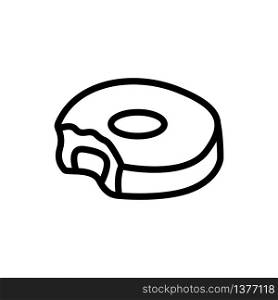 bitten icing donut icon vector. bitten icing donut sign. isolated contour symbol illustration. bitten icing donut icon vector outline illustration