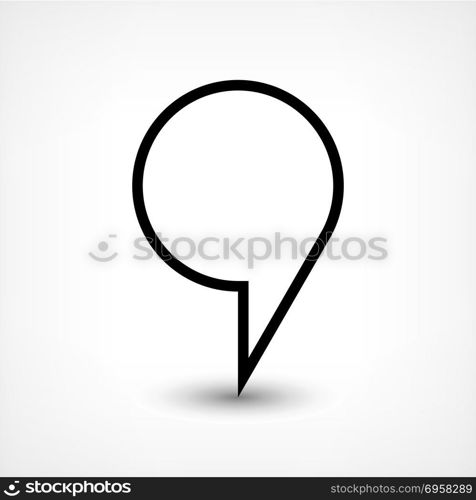 Blabk map pin flat location sign blank circle icon. Map pin location sign circle icon in flat style. Simple black shapes with gray gradient oval shadow on white background. This web design element vector illustration save in 8 eps