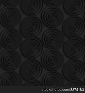 Black 3D seamless background. Dark pattern with realistic shadow.Black 3d connecting spirals with thick edge in a row.