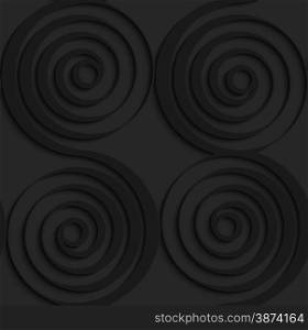 Black 3D seamless background. Dark pattern with realistic shadow.Black 3d connecting spirals with thick edge.