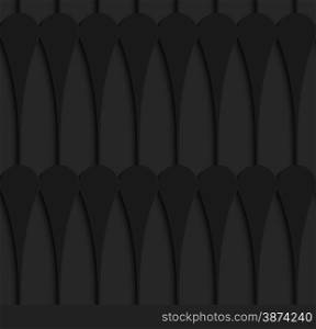 Black 3D seamless background. Dark pattern with realistic shadow.Black 3d horizontal Juggling clubs in a row.