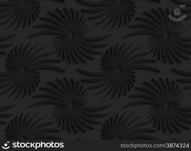 Black 3D seamless background. Dark pattern with realistic shadow.Black 3d abstract shapes with leaves.