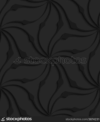 Black 3D seamless background. Dark pattern with realistic shadow.Black 3d abstract wavy floral shape.