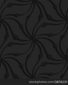 Black 3D seamless background. Dark pattern with realistic shadow.Black 3d abstract wavy floral shape.