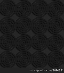 Black 3D seamless background. Dark pattern with realistic shadow.Black 3d connecting spirals.