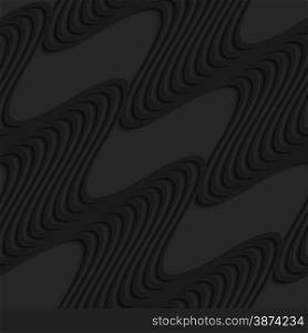 Black 3D seamless background. Dark pattern with realistic shadow.Black 3d diagonal waves.