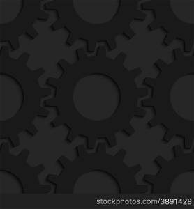 Black 3D seamless background. Dark pattern with realistic shadow.Black 3d gears.