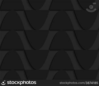 Black 3D seamless background. Dark pattern with realistic shadow.Black 3d horizontal touching semi ovals.
