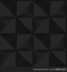 Black 3D seamless background. Dark pattern with realistic shadow.Black 3d striped triangles wind turns.