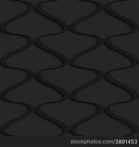 Black 3D seamless background. Dark pattern with realistic shadow.Black 3d wavy vertical grid.
