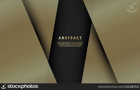 Black abstract premium background with golden lines. Modern luxury concept. Vector illustration
