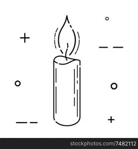 Black abstract simple icon candle on white background. Vector illustration