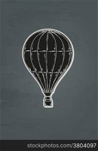 black air balloon on dark background, vector. black balloon