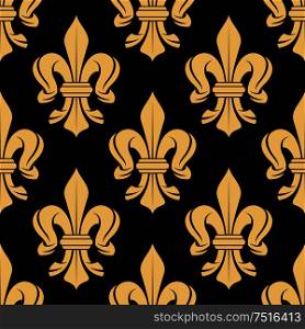 Black and beige royal seamless pattern with fleur-de-lis floral elements. For wallpaper, textile or interior design. Black and beige royal seamless pattern
