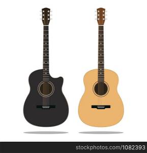 Black and brown wooden guitars set isolated on white background - Vector Illustration