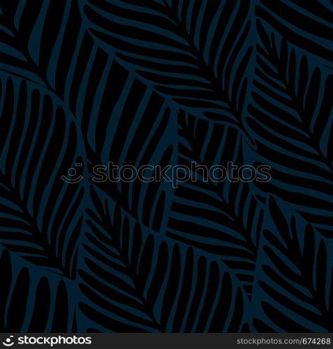 Black and deep green colors Jungle geometric seamless pattern. Exotic plant. Tropical pattern, palm leaves seamless vector floral background.. Black and deep green colors Jungle geometric seamless pattern.