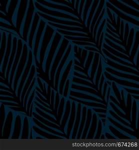 Black and deep green colors Jungle geometric seamless pattern. Exotic plant. Tropical pattern, palm leaves seamless vector floral background.. Black and deep green colors Jungle geometric seamless pattern.