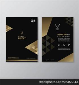 Black and Gold Flyer design vintage Abstract Triangle shape Layout Poster Brochure vector template