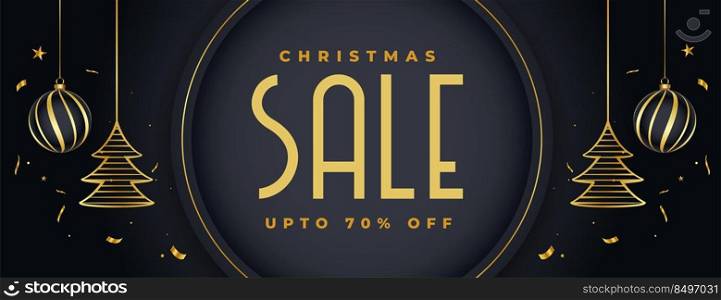 black and golden christmas sale promotional banner design