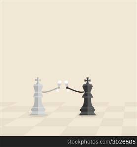 Black and Grey King of chess hold the glass of wine in his hand.. Black and Grey King of chess hold the glass of wine in his hand.Business Cooperation and Reconciliation concept.Concept of Business success or leadership.Business strategy concept.Vector flat design illustration