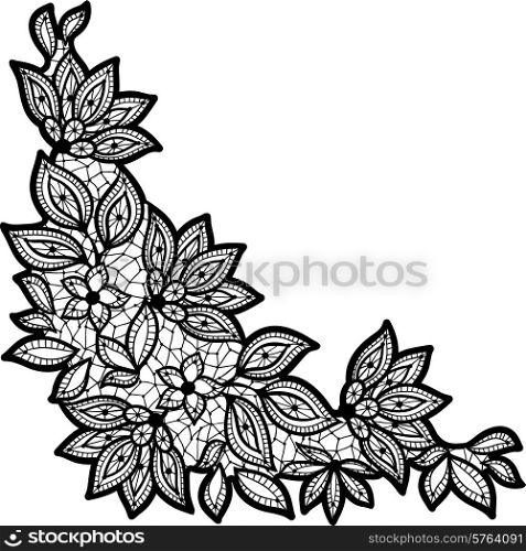 Black and lace floral design isolated on white.
