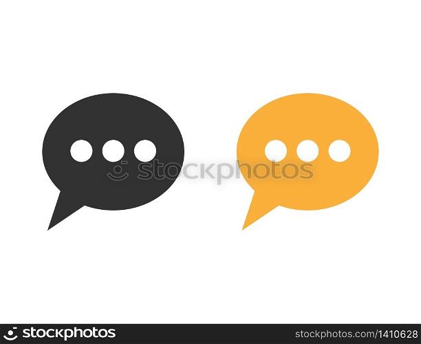 Black and orange message icons. Chat bubble symbols. Talk or speech sign in flat modern design. Isolated text illustration button. Dialogue template for messaging. Vector EPS 10