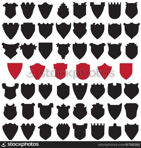 Black and Red Shields. Vector illustration