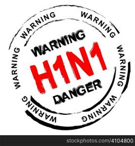 Black and red swine flu stamp with h1n1 text