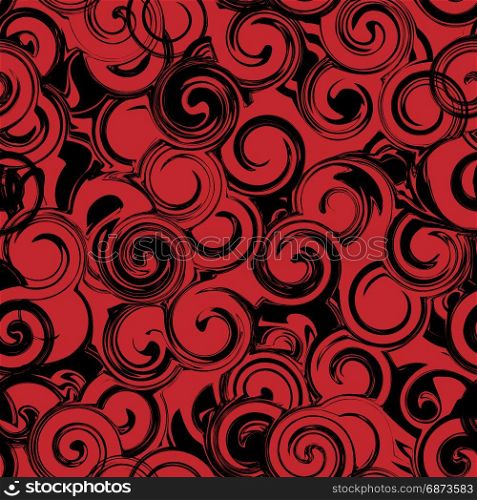 Black and red twirl seamless pattern. Abstract texture with twirls, curls. Black and red twirl seamless pattern. Abstract texture with twirls, curls. Vector illustration