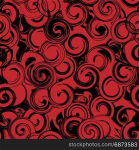 Black and red twirl seamless pattern. Abstract texture with twirls, curls. Black and red twirl seamless pattern. Abstract texture with twirls, curls. Vector illustration