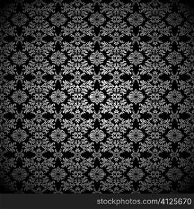 Black and silver abstract leaf seamless pattern background