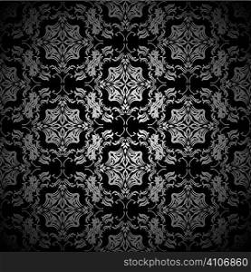 Black and silver seamless repeating design with flroal theme