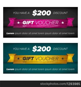 Black and slate gray Gift voucher template with decorative elements. Gift voucher design